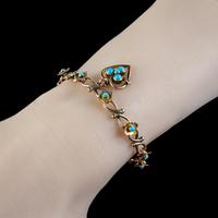 Antique Victorian Turquoise Heart Forget Me Not Bracelet 9ct Gold With Box c 1880 (4 of 9) Antique Victorian Turquoise Heart Forget Me Not Bracelet 9ct Gold With Box c 1880 (4 of 9)