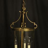 French Convex Gilded Brass Triple Light Antique Hall Lantern (3 of 10) French Convex Gilded Brass Triple Light Antique Hall Lantern (3 of 10)