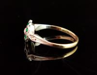 Vintage Art Deco Flower Ring, 9ct Gold & Silver, Emerald Paste (7 of 11) Vintage Art Deco Flower Ring, 9ct Gold & Silver, Emerald Paste (7 of 11)
