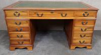 Large Yew Twin Pedestal Leather Top Desk (2 of 10) Large Yew Twin Pedestal Leather Top Desk (2 of 10)
