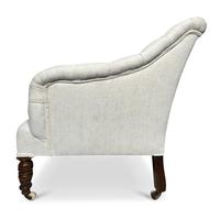 Victorian Armchair Upholstered in Antique French Hemp Linen (5 of 5) Victorian Armchair Upholstered in Antique French Hemp Linen (5 of 5)