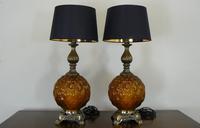 Pair of Large Vintage Glass & Figured Ormolu Table Lamps (2 of 10) Pair of Large Vintage Glass & Figured Ormolu Table Lamps (2 of 10)