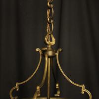 French Convex Gilded Brass Triple Light Antique Hall Lantern (5 of 10) French Convex Gilded Brass Triple Light Antique Hall Lantern (5 of 10)