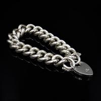 Vintage Heavy Chunky Heart Padlock Sterling Silver Curb Bracelet (6 of 10) Vintage Heavy Chunky Heart Padlock Sterling Silver Curb Bracelet (6 of 10)