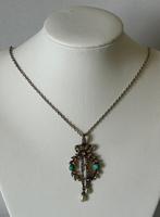 Edwardian Silver, Turquoise, Pearl & Paste Diamond Pendant Necklace