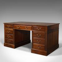 Antique Partner's Desk, English, Mahogany, Leather, Writing Table, Edwardian (3 of 12) Antique Partner's Desk, English, Mahogany, Leather, Writing Table, Edwardian (3 of 12)