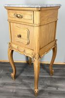 Antique French Bedside Table Marble Top Cupboard Cabinet Nightstand LOT 3925
