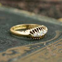 The Antique Edwardian Engraved Gold & Five Diamond Ring (2 of 8) The Antique Edwardian Engraved Gold & Five Diamond Ring (2 of 8)