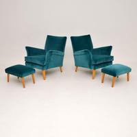 Pair of Vintage Armchairs & Ottomans c.1960’s (5 of 13) Pair of Vintage Armchairs & Ottomans c.1960’s (5 of 13)