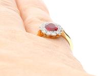 1.03ct Thai Ruby & 0.28ct Diamond, 18ct Yellow Gold Cluster Ring c.1930 (12 of 12) 1.03ct Thai Ruby & 0.28ct Diamond, 18ct Yellow Gold Cluster Ring c.1930 (12 of 12)