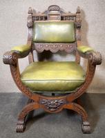 Late Victorian Carved Oak & Leather Armchair (14 of 14) Late Victorian Carved Oak & Leather Armchair (14 of 14)