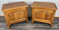 French Vintage Oak Bedside Tables Pair Cupboards Cabinets LOT 3950