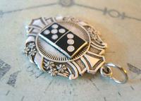 Antique Pocket Watch Chain Gaming Fob 1910 Art Nouveau Large Silver Nickel Dominos Fob Nos (4 of 8) Antique Pocket Watch Chain Gaming Fob 1910 Art Nouveau Large Silver Nickel Dominos Fob Nos (4 of 8)