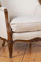 Large French Louis XV Style Walnut Bergere Upholstered Armchair (10 of 11) Large French Louis XV Style Walnut Bergere Upholstered Armchair (10 of 11)
