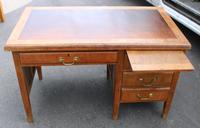 1940s Oak Desk with Brown Leather - One Piece (3 of 5) 1940s Oak Desk with Brown Leather - One Piece (3 of 5)