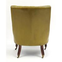 Regency Style Mahogany Library Chair with Mustard Leather Button Back (6 of 6) Regency Style Mahogany Library Chair with Mustard Leather Button Back (6 of 6)