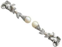 0.54ct Diamond & Pearl, 18ct White Gold Drop Earrings - Vintage c.1960 (2 of 9) 0.54ct Diamond & Pearl, 18ct White Gold Drop Earrings - Vintage c.1960 (2 of 9)