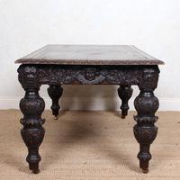 Carved Oak Desk Library Table Gothic Jacobean Large 19th Century (18 of 18) Carved Oak Desk Library Table Gothic Jacobean Large 19th Century (18 of 18)