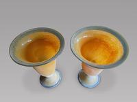 Pair of Attractive Opaque Amber & Blue Glass Table Uplighters (2 of 2) Pair of Attractive Opaque Amber & Blue Glass Table Uplighters (2 of 2)