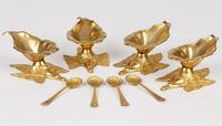 Boxed Set Four British Gilded Metal Floral Salts & Spoons Dated 1870 (9 of 20) Boxed Set Four British Gilded Metal Floral Salts & Spoons Dated 1870 (9 of 20)