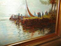 Edwardian oil painting. Harbour scene 1909 (5 of 6) Edwardian oil painting. Harbour scene 1909 (5 of 6)