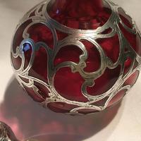 Beautiful Cranberry Glass & Silver Overlay Scent Bottle c.1900 (5 of 5) Beautiful Cranberry Glass & Silver Overlay Scent Bottle c.1900 (5 of 5)