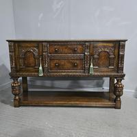 Superb Oak and Burr Walnut Elizabethan Sideboard