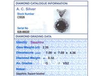 2.35ct Sapphire & 0.32ct Diamond, Platinum Cluster Pendant - Vintage c.1970 (7 of 9) 2.35ct Sapphire & 0.32ct Diamond, Platinum Cluster Pendant - Vintage c.1970 (7 of 9)