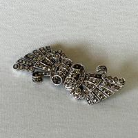Art Deco Silver & Marcasite Duette Dress Clip
