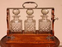 Liquor Cellar / Tantalus In Silver Metal And Oak Three Crystal Bottles - 19th Century (6 of 10) Liquor Cellar / Tantalus In Silver Metal And Oak Three Crystal Bottles - 19th Century (6 of 10)