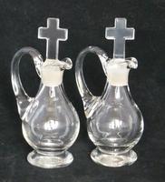 Pair of Glass 'holy water' or Communion Wine Church Jugs with Cross Stoppers (6 of 7) Pair of Glass 'holy water' or Communion Wine Church Jugs with Cross Stoppers (6 of 7)