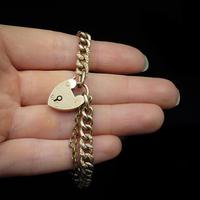 Antique Heart Padlock Fancy Curb 9ct 9K Gold Bracelet (2 of 9) Antique Heart Padlock Fancy Curb 9ct 9K Gold Bracelet (2 of 9)