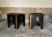 Pair of Moroccan Country House Studded & Leather Upholstered Footstools Seats (5 of 9) Pair of Moroccan Country House Studded & Leather Upholstered Footstools Seats (5 of 9)