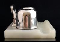 Art Deco Silver & Alabaster Desk Stand, Inkstand (4 of 13) Art Deco Silver & Alabaster Desk Stand, Inkstand (4 of 13)