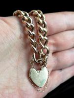 Antique Victorian 9ct Rose Gold Curb Bracelet, Heart Padlock (12 of 13) Antique Victorian 9ct Rose Gold Curb Bracelet, Heart Padlock (12 of 13)