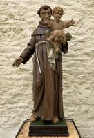 Exceptional Early 1900's Signed 39'' Carved Sculpture Statue St Anthony & Jesus (2 of 18) Exceptional Early 1900's Signed 39'' Carved Sculpture Statue St Anthony & Jesus (2 of 18)