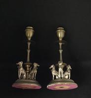 Pair of Georgian Brass Dog Decorated Candlesticks (2 of 4) Pair of Georgian Brass Dog Decorated Candlesticks (2 of 4)