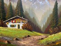 The Alpine Chalet - Swiss School - A Vintage Snow-capped Landscape Oil Painting (7 of 12) The Alpine Chalet - Swiss School - A Vintage Snow-capped Landscape Oil Painting (7 of 12)