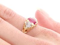1.28ct Burmese Pink Sapphire & 0.76ct Diamond, 22ct Yellow Gold Trilogy Ring - Antique Victorian (11 of 12) 1.28ct Burmese Pink Sapphire & 0.76ct Diamond, 22ct Yellow Gold Trilogy Ring - Antique Victorian (11 of 12)