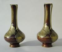 Pair of Signed Japanese Meiji Overlaid Bronze Vases (3 of 8) Pair of Signed Japanese Meiji Overlaid Bronze Vases (3 of 8)
