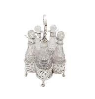 Antique Victorian Sterling Silver & Cut Glass Cruet Set 1900 (10 of 10) Antique Victorian Sterling Silver & Cut Glass Cruet Set 1900 (10 of 10)