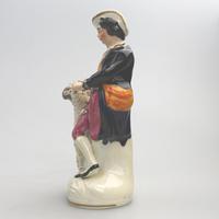 Mid 19th Century Staffordshire Pottery Shepherd Flatback Figurine (2 of 6) Mid 19th Century Staffordshire Pottery Shepherd Flatback Figurine (2 of 6)