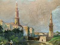 Large Early 1900s North African Cityscape with Mosque Oil Painting on Canvas (2 of 15) Large Early 1900s North African Cityscape with Mosque Oil Painting on Canvas (2 of 15)