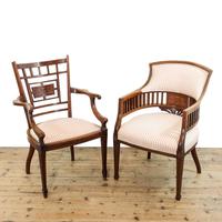 Antique Edwardian Inlaid Mahogany Armchairs