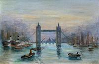Superb Original 1921 View of Tower Bridge London Seascape Oil Painting (2 of 12) Superb Original 1921 View of Tower Bridge London Seascape Oil Painting (2 of 12)