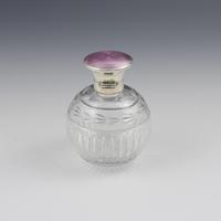 Silver, Lilac Guilloche Enamel & Cut Glass Scent Bottle (8 of 12) Silver, Lilac Guilloche Enamel & Cut Glass Scent Bottle (8 of 12)