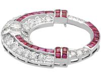 0.97ct Ruby & 2.23ct Diamond, 14ct White Gold Brooch - Art Deco c.1930 (4 of 9) 0.97ct Ruby & 2.23ct Diamond, 14ct White Gold Brooch - Art Deco c.1930 (4 of 9)