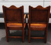 1900's Pair of Oak Carver Armchairs with Tudor Rose Motif in the Panel (3 of 3) 1900's Pair of Oak Carver Armchairs with Tudor Rose Motif in the Panel (3 of 3)