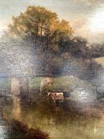 Antique River Landscape Oil Painting with Cows by Bridge Signed W Weir (3 of 10) Antique River Landscape Oil Painting with Cows by Bridge Signed W Weir (3 of 10)