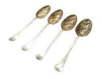 Set of 4 Antique Victorian Sterling Silver Berry Serving Spoons 1898 (4 of 6) Set of 4 Antique Victorian Sterling Silver Berry Serving Spoons 1898 (4 of 6)